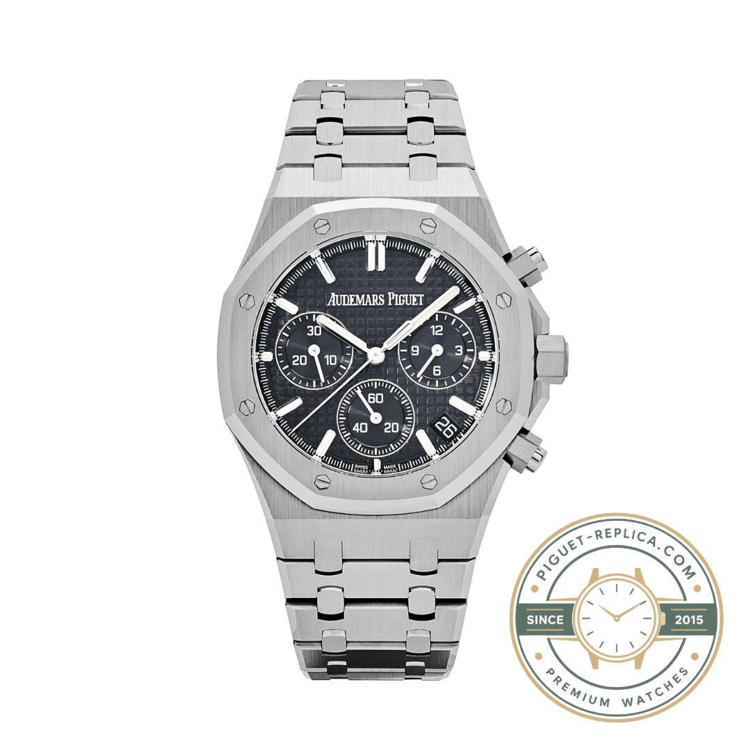 AP Royal Oak replica 26240ST featuring a black Grande Tapisserie dial and two subdials