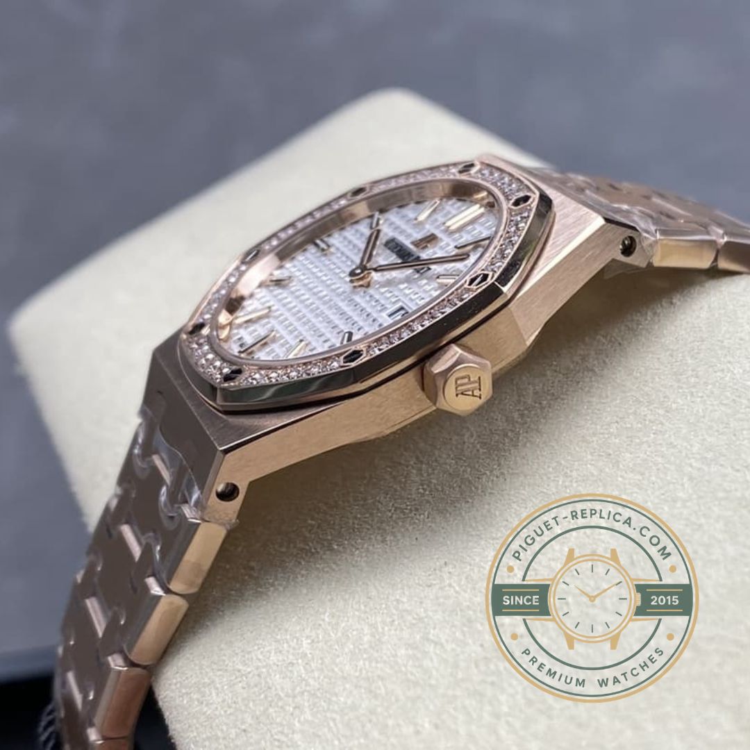 Iced out AP watch Royal Oak 67651OR super clone with rose gold case and diamond style