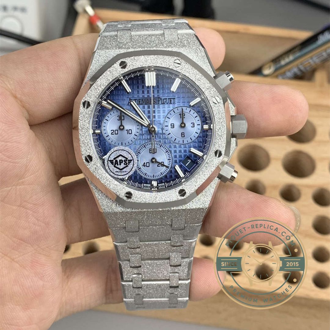 Audemars Piguet replica watch 26240BC with frosted white gold case and bracelet