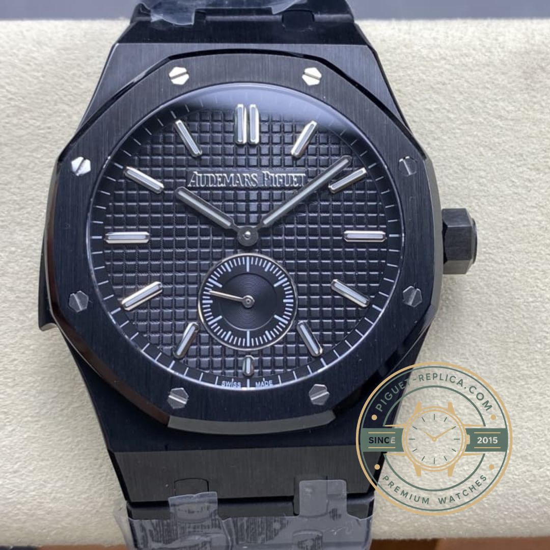 Audemars Piguet black ceramic superclone model featuring luxury Royal Oak design
