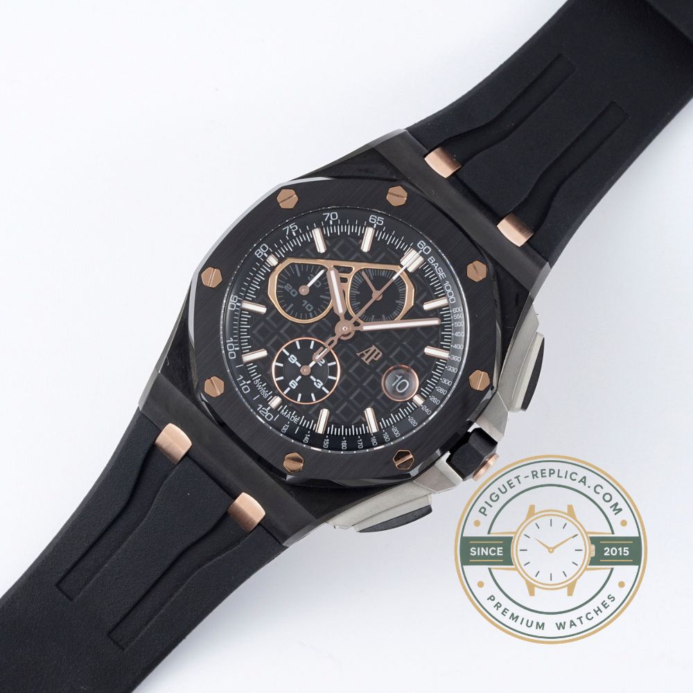 Audemars Piguet super clone 26405CE featuring a monochrome black ceramic case and dial