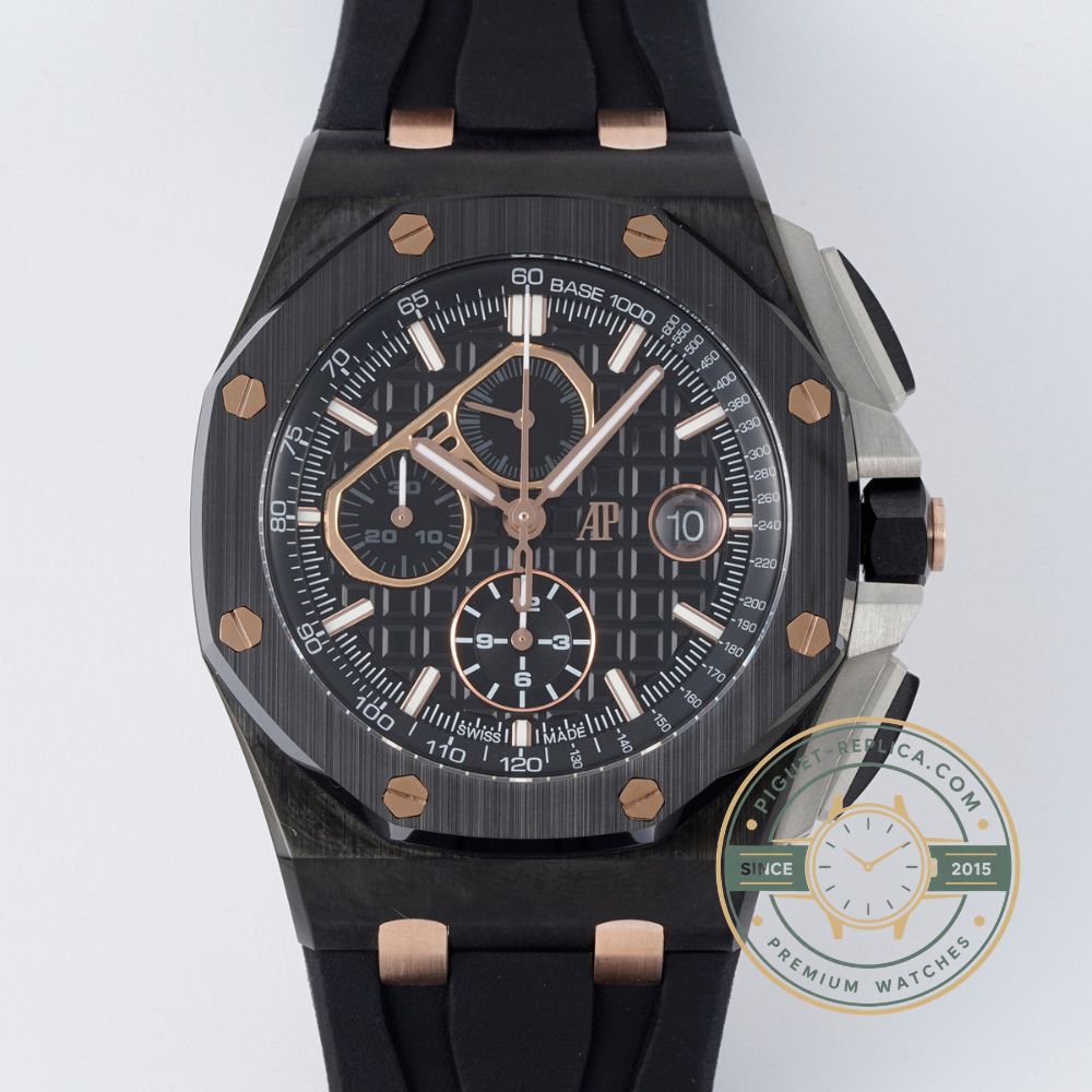 Audemars Piguet Royal Oak Offshore replica 26405CE featuring a 44mm black ceramic case