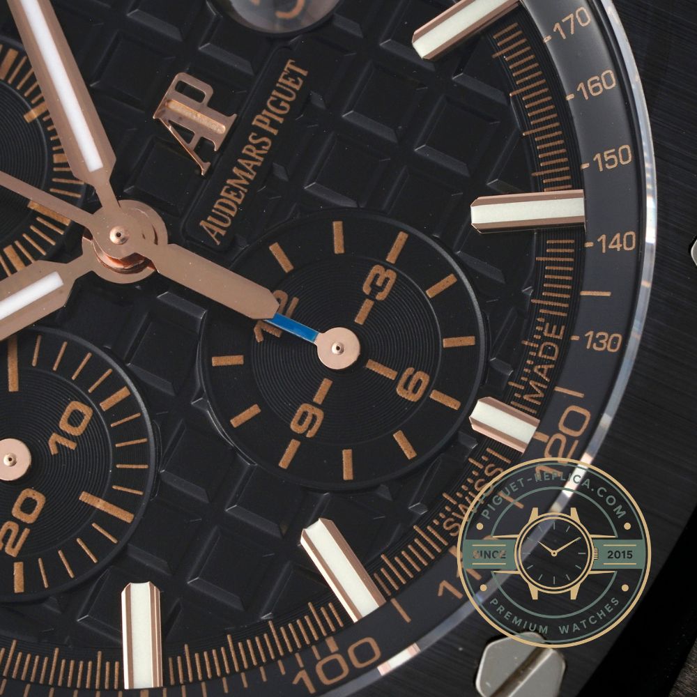 Royal Oak Offshore replica 26405CE featuring a 44mm black ceramic case and octagonal bezel