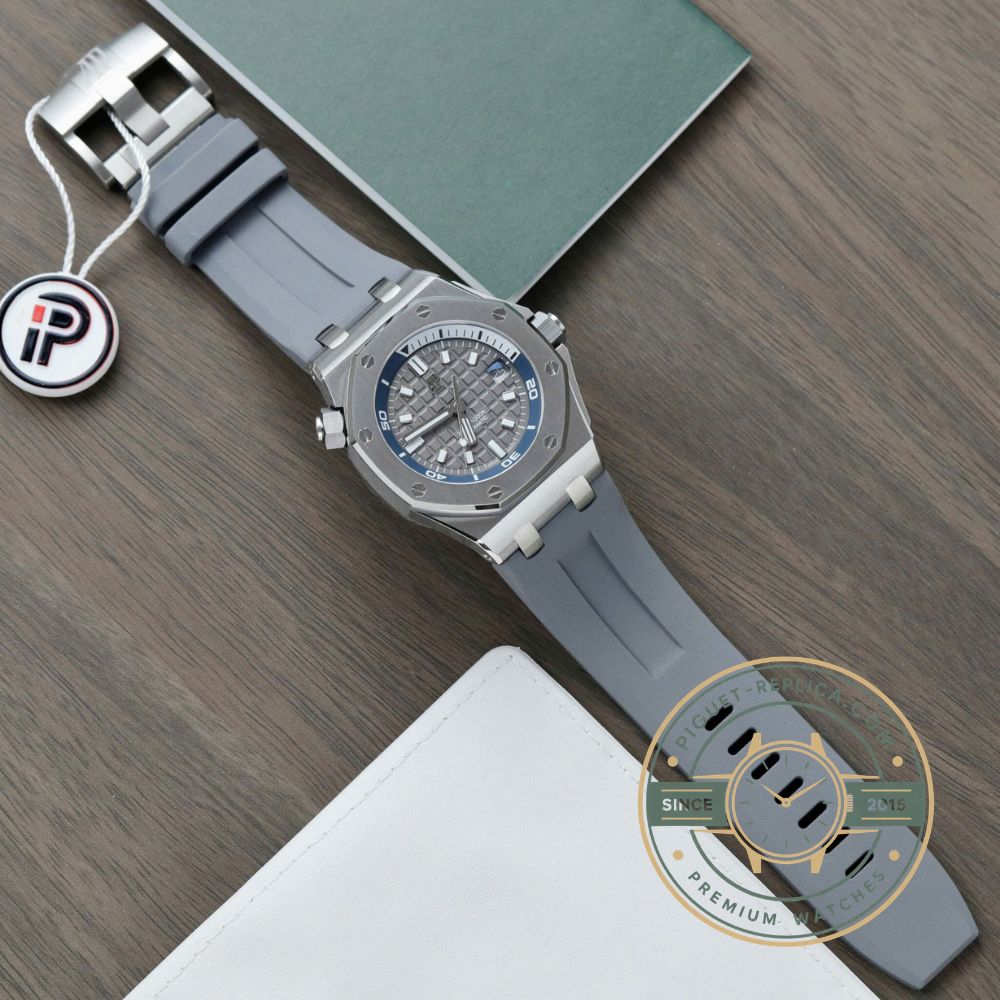 Replica Audemars Piguet Royal Oak Offshore with black rubber strap and octagonal bezel