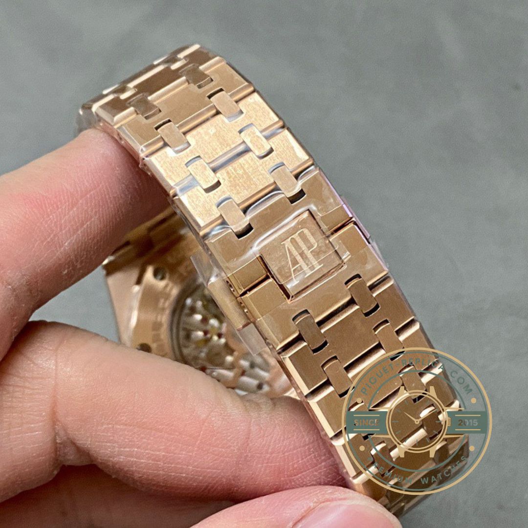 Audemars Piguet 26574OR replica with visible movement through sapphire caseback