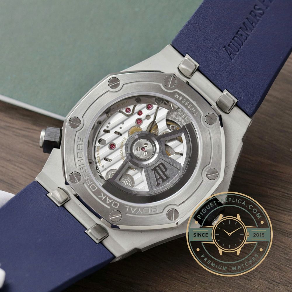 Replica AP Royal Oak Offshore blue superclone watch featuring detailed finishing and luxury sport appearance