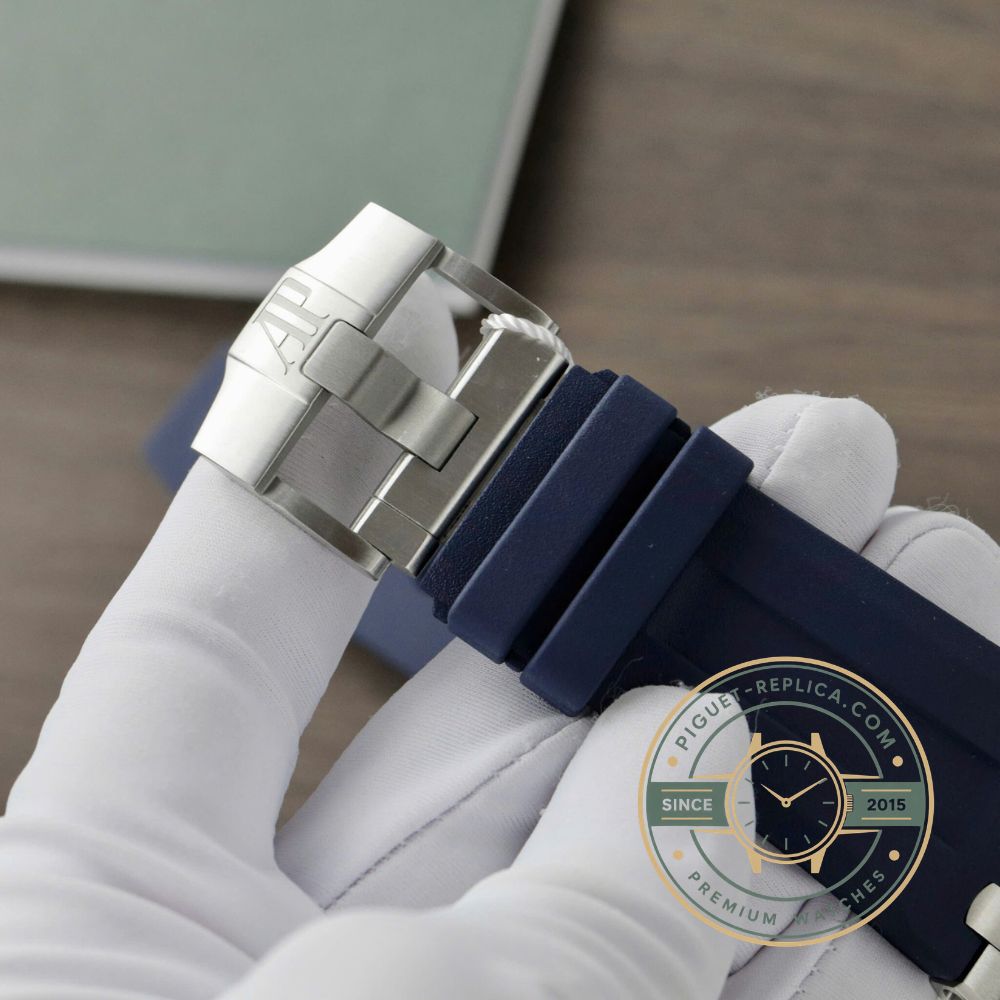 Royal Oak Offshore 15720ST blue dial replica AP watch with octagonal bezel and luxury sport design