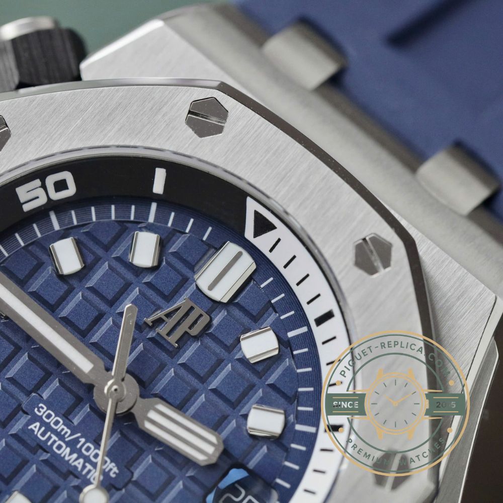 Audemars Piguet 15720ST Royal Oak Offshore replica watch featuring blue dial, automatic movement, and premium super clone quality