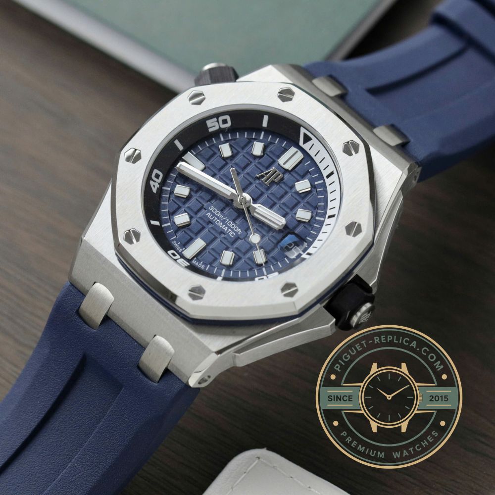 Audemars Piguet Offshore replica blue dial 42mm watch inspired by the Royal Oak Offshore collection