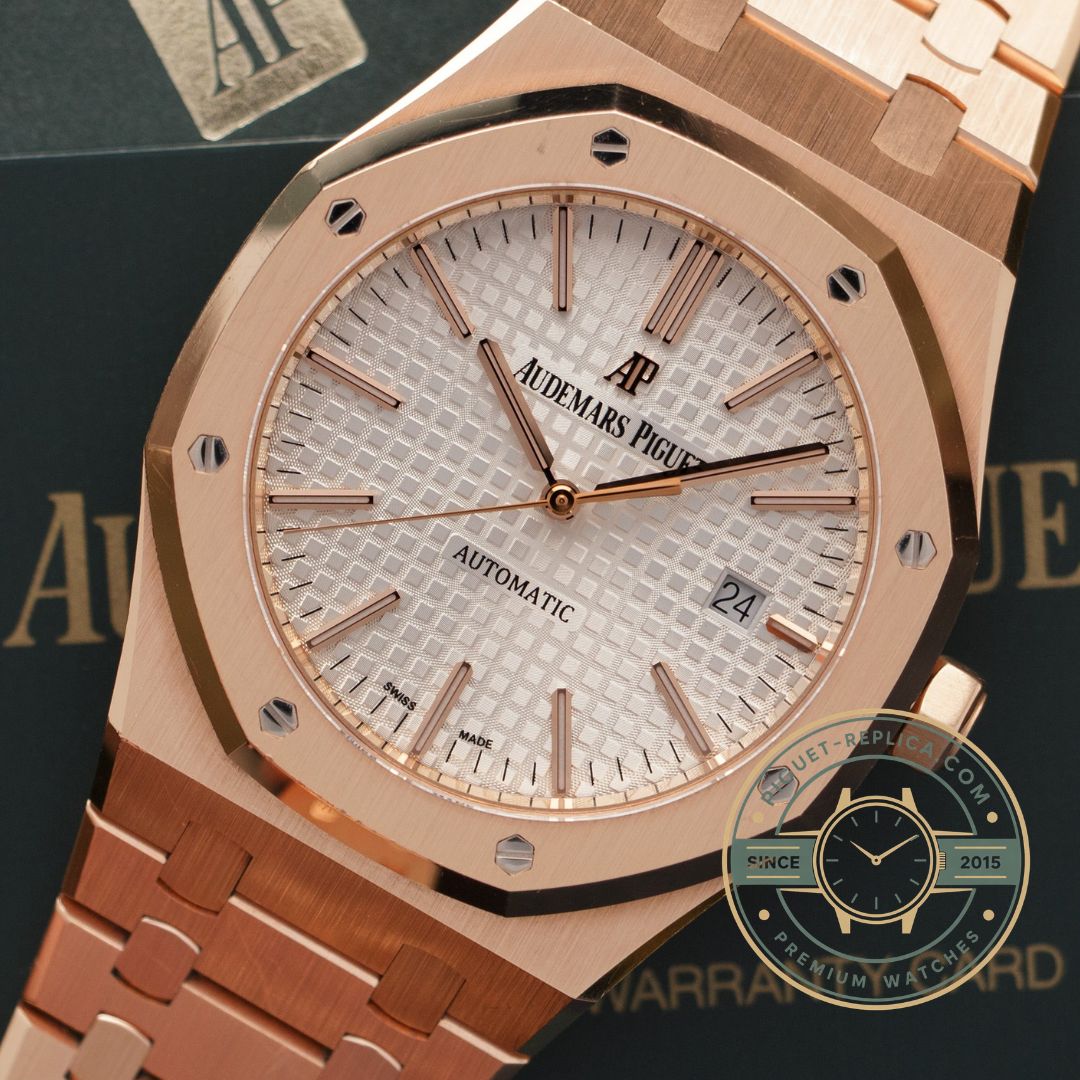 Audemars Piguet Royal Oak 15500OR replica with white Grande Tapisserie dial