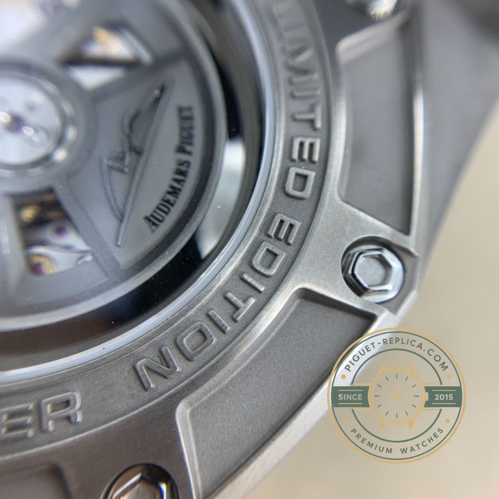 Royal Oak Offshore super clone 26568IM with a grey-black Tapisserie dial and titanium bezel