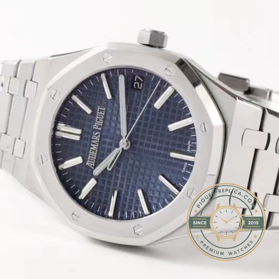 Royal Oak 15510ST replica watch transparent case back and skeleton rotor
