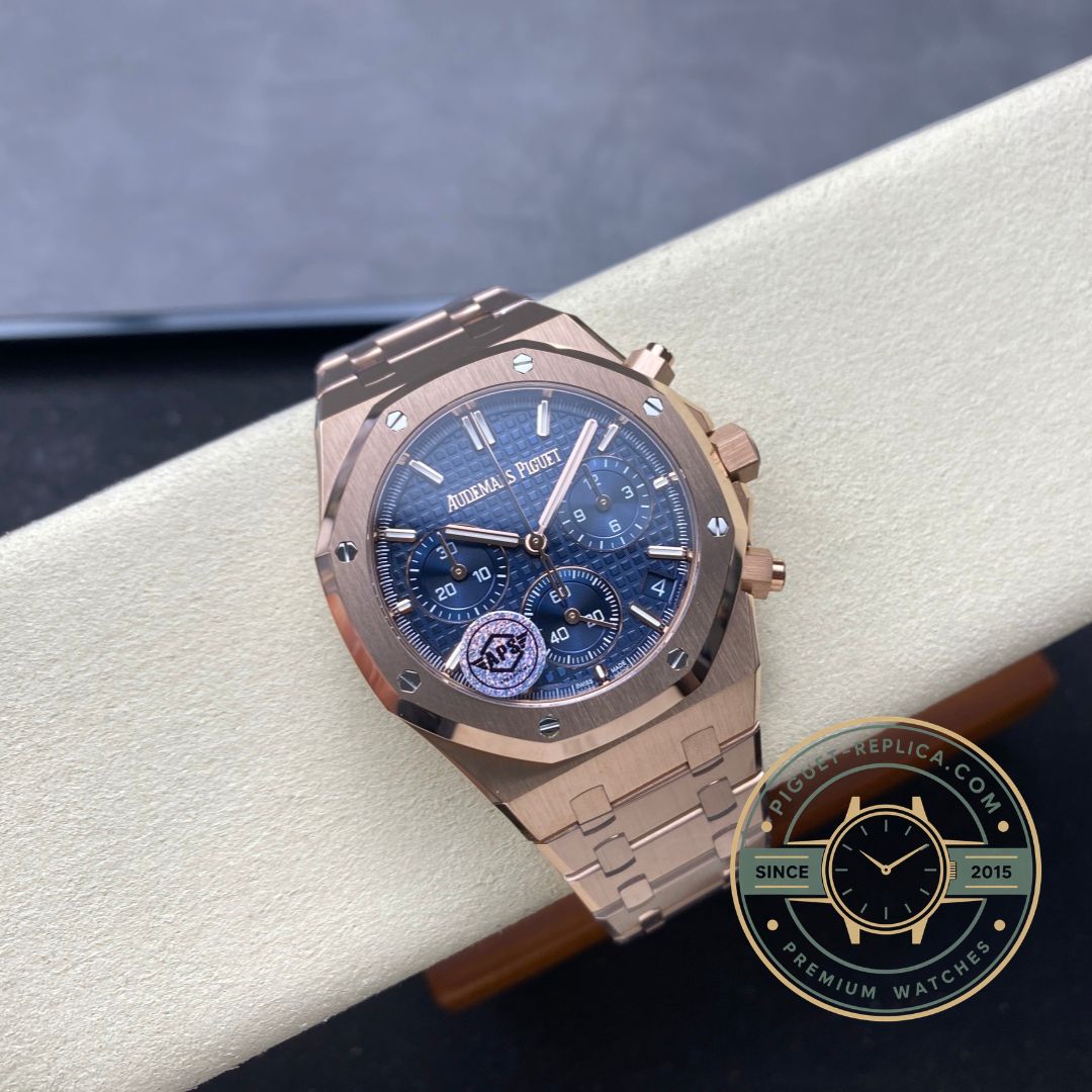 Audemars Piguet Royal Oak 26240OR blue dial replica watch in 18K rose gold