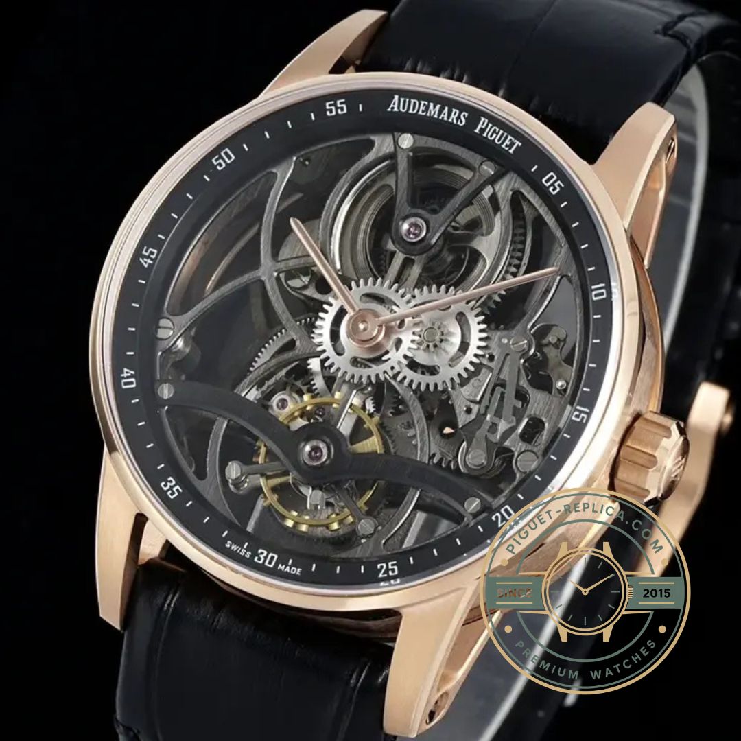Replica Code 11.59 Tourbillon 26600OR with open worked dial and tourbillon display