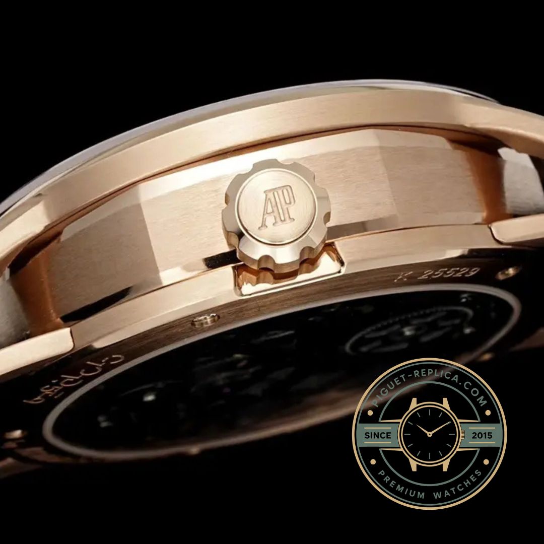 Replica Audemars Piguet Code 11.59 rose gold tourbillon timepiece with leather strap