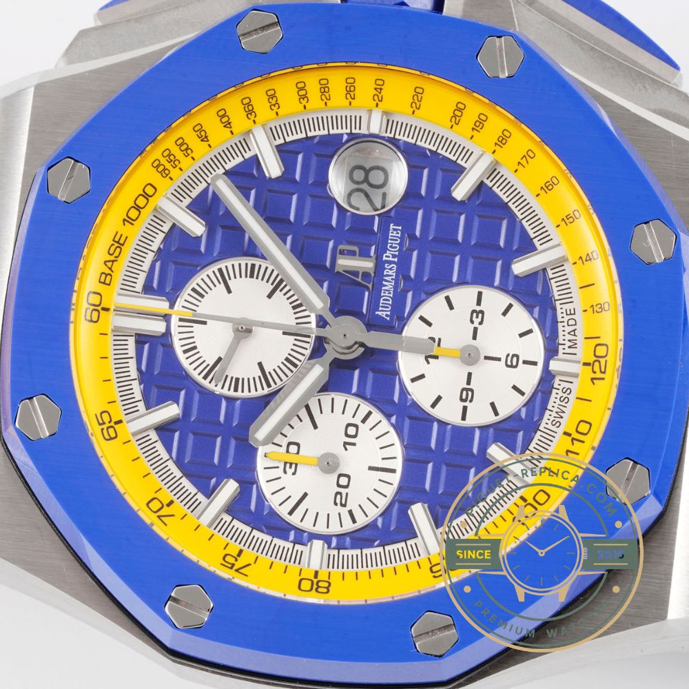 AP Royal Oak Offshore replica side profile showing steel case and crown guards