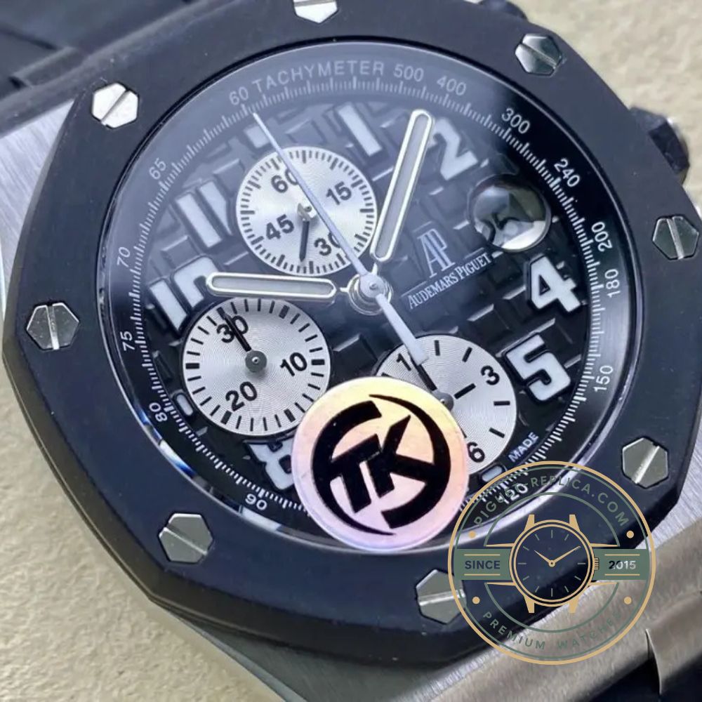 Audemars Piguet Royal Oak Offshore clone 26170ST with black crocodile-pattern leather strap